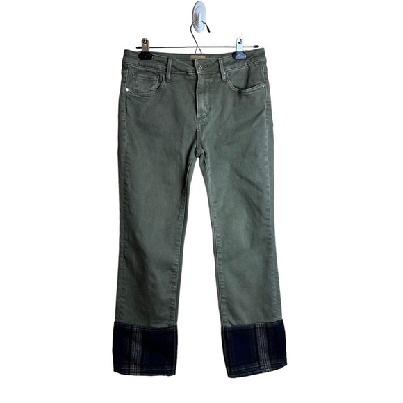 Driftwood Pants Colette Roads End Flannel Cuffs Green Jeans Women’s Size 28 - Picture 2 of 15